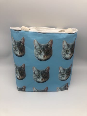 Tabby Cat #3 Blue Tote Bag - Image 4