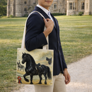 Friesian dressage event tote bag
