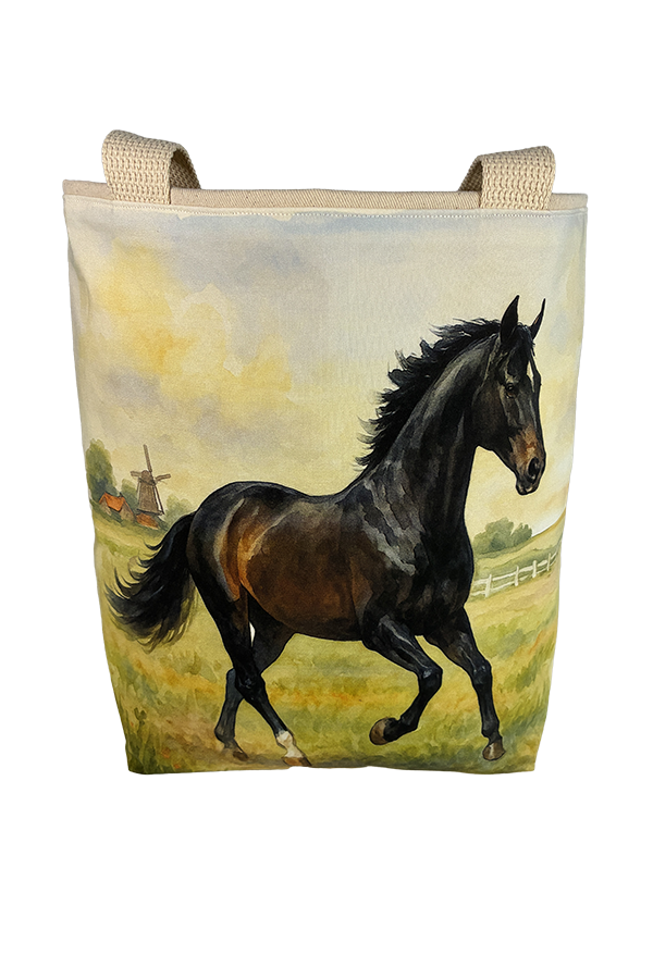 Dutch Warmblood Black Galloping Tote Bag - Image 3